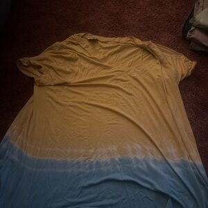 Avenue women’s  Short Sleeve Gradient Tee - Mustard and Sky Blue